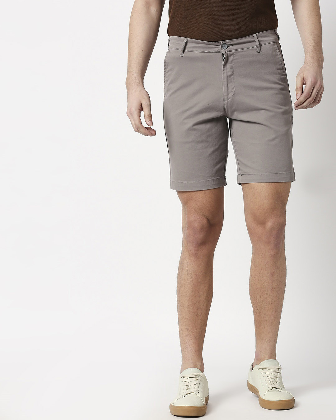 Shop Stone Grey Men's Chinos Shorts-Back
