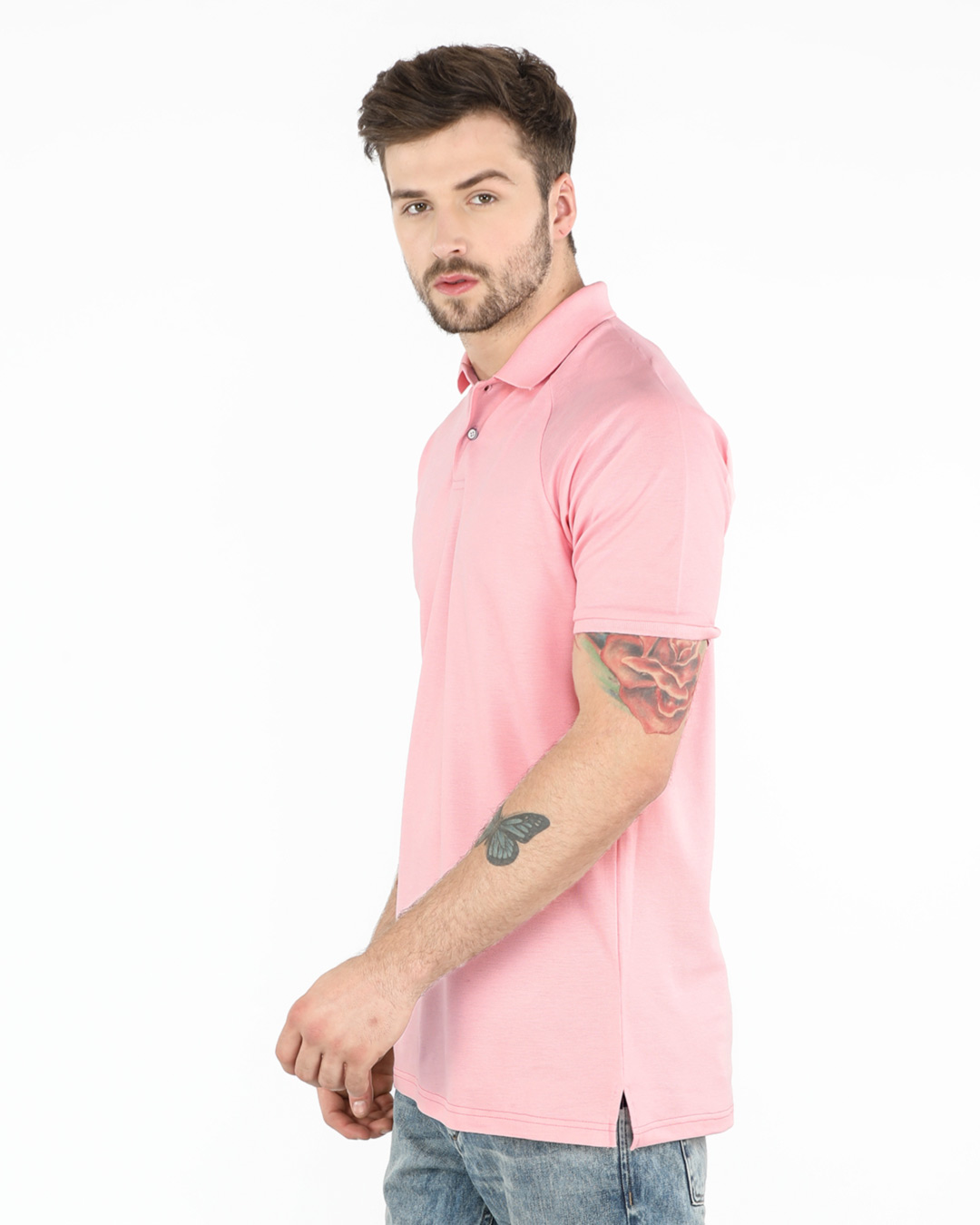 Shop Fiji Pink Raglan Polo T-Shirt-Back