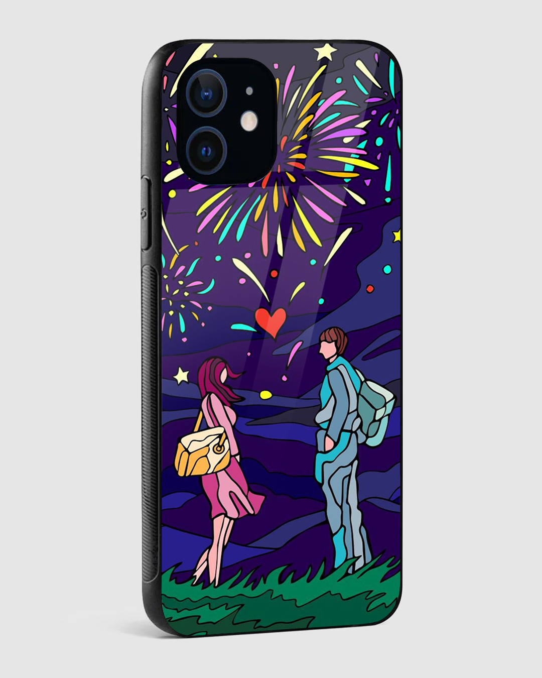 Shop Fireworks Love Premium Glass Case for Apple iPhone 12 Mini-Back