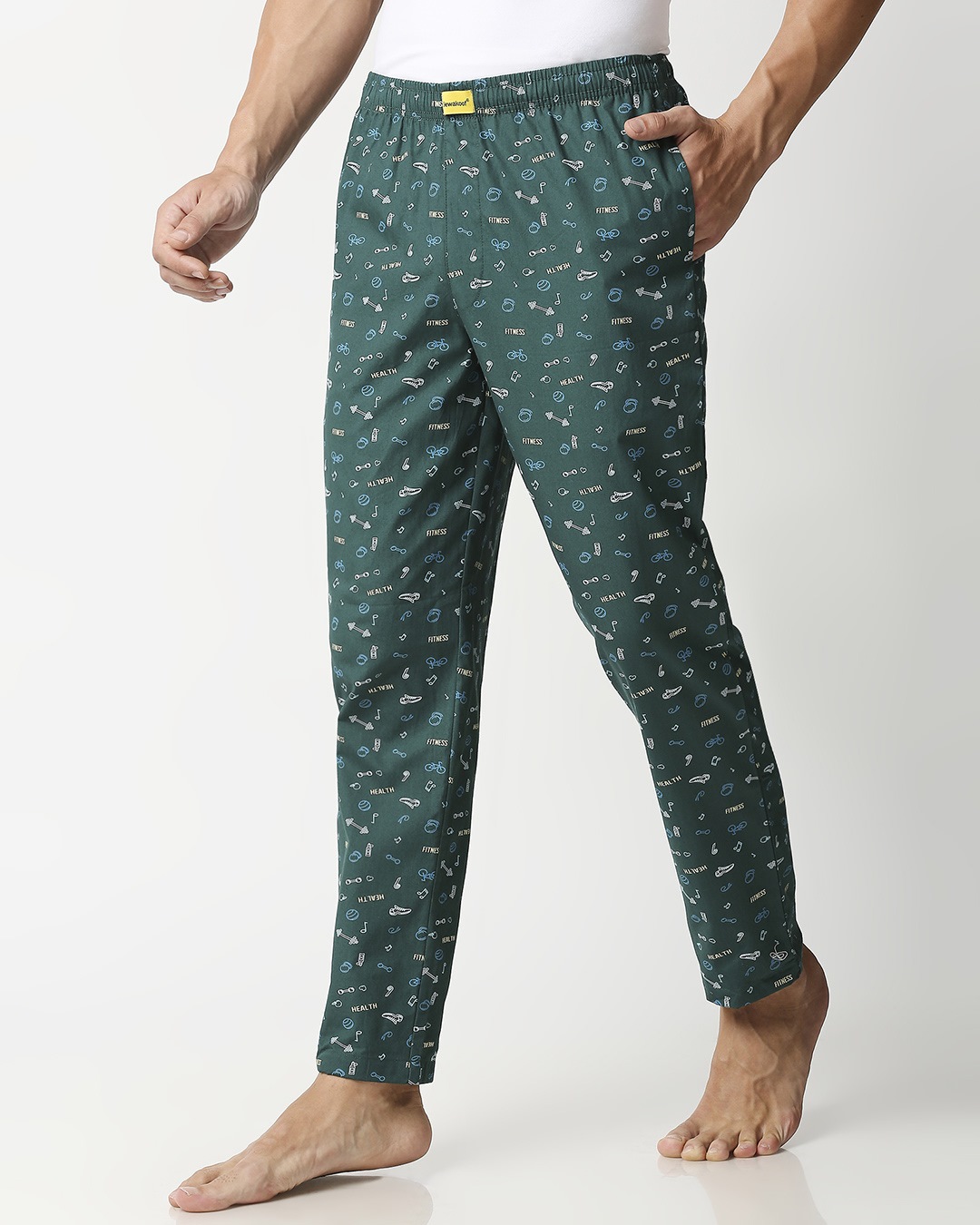 Shop Men's Green All Over Printed Pyjamas-Back