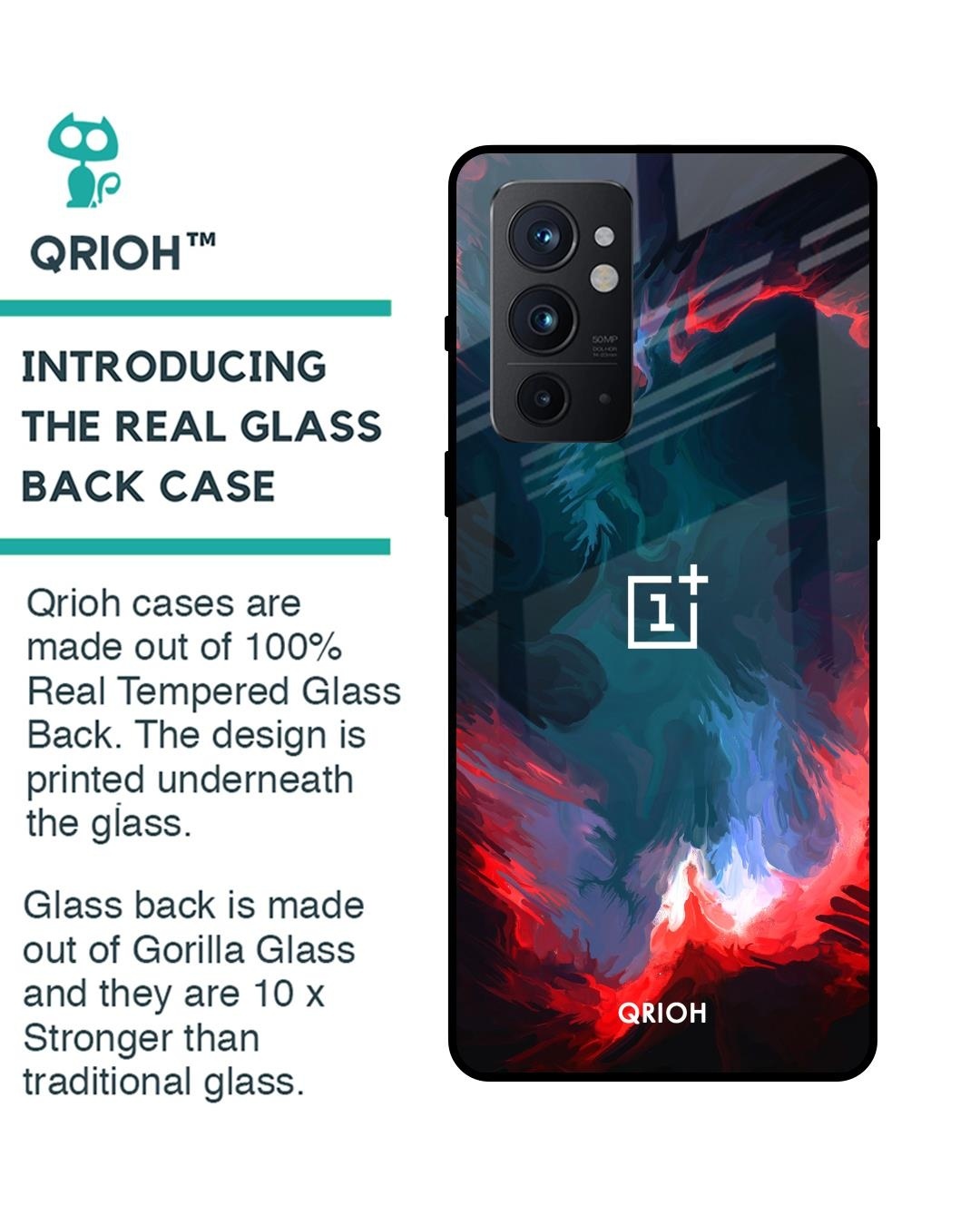 Shop Flames Printed Premium Glass Cover For OnePlus 9RT (Shock Proof, Impact Resistant)-Back
