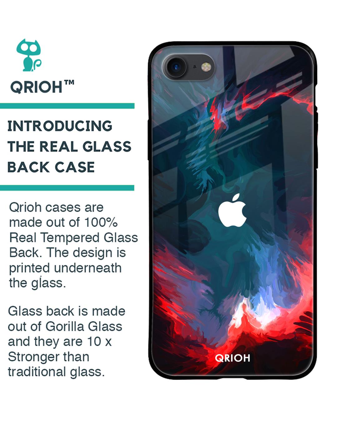 Shop Flames Printed Silicon Glass Cover For iPhone 7 (Light Weight, Impact Resistant)-Back