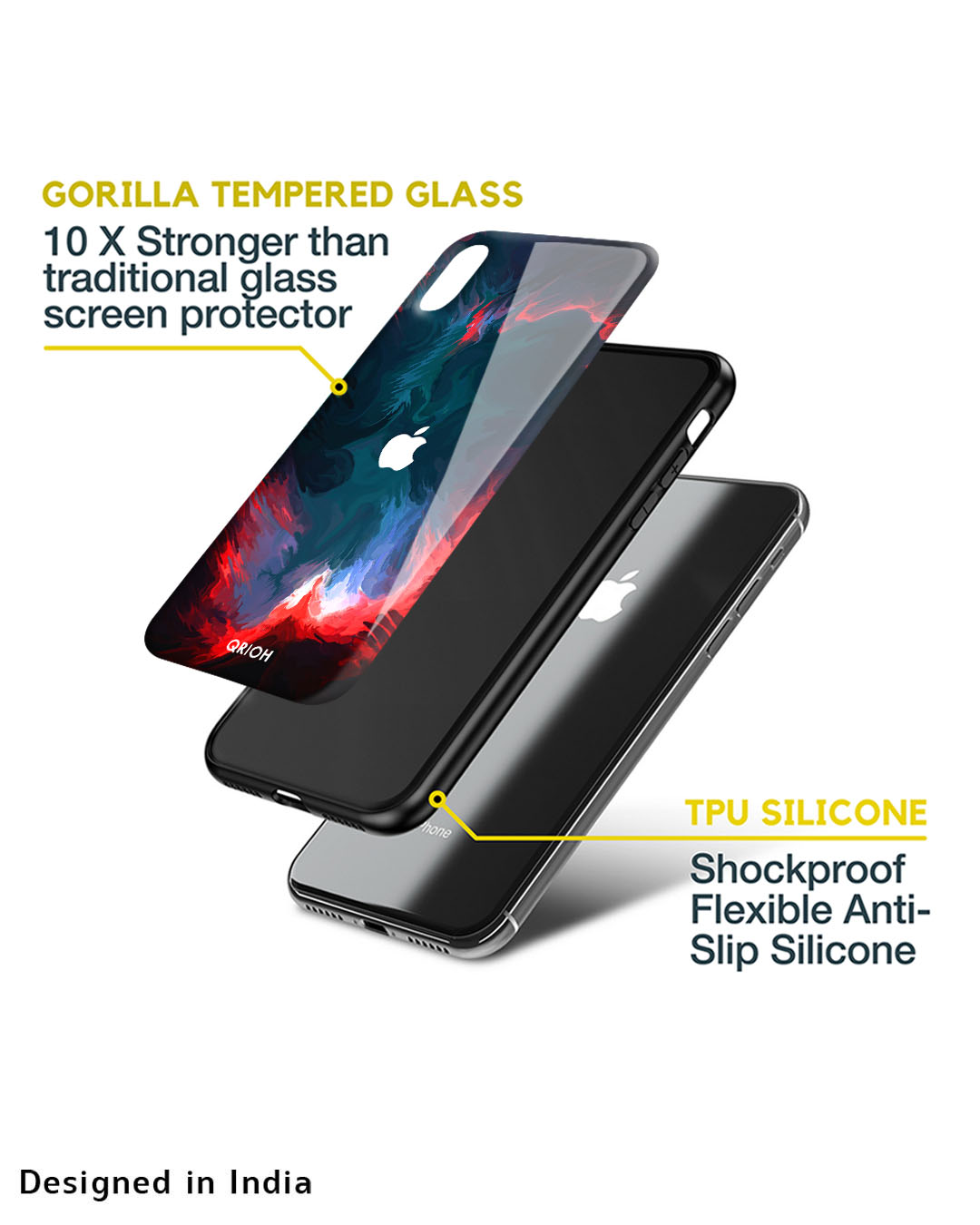 Shop Flames Printed Silicon Glass Cover For iPhone SE 2020 (Light Weight, Impact Resistant)-Back
