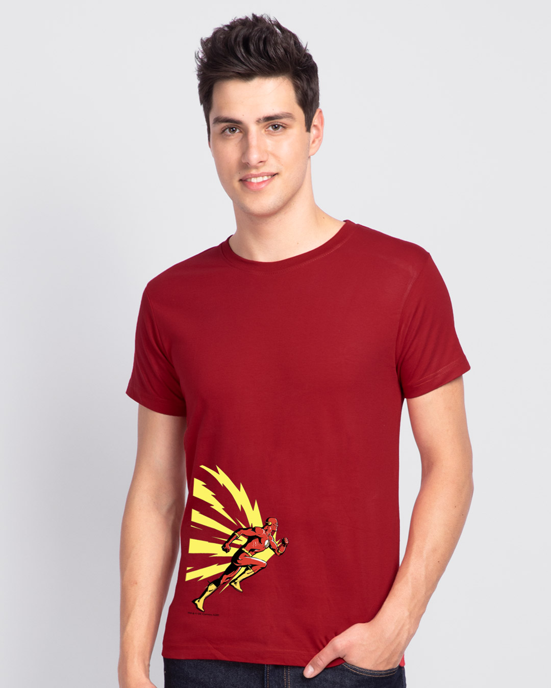 Shop Flash Thunder Half Sleeve T-Shirt  (FL) Bold Red-Back