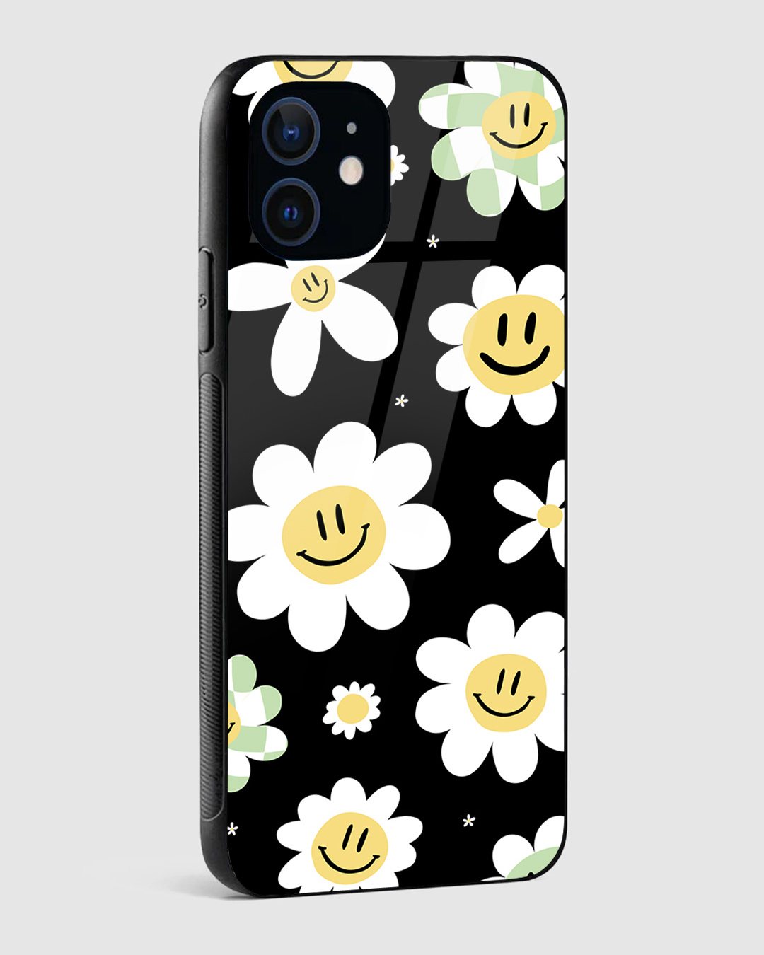 Shop Floral Daisy White Premium Glass Case for Apple iPhone 12 Mini-Back