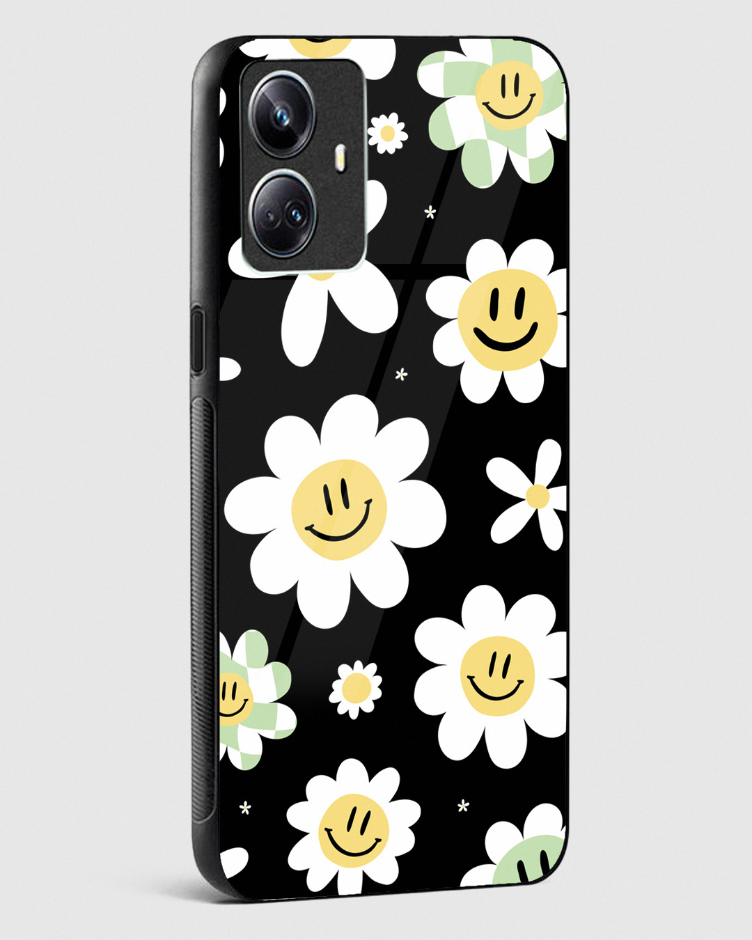 Shop Floral Daisy White Premium Glass Case for Realme 10 Pro Plus 5G-Back