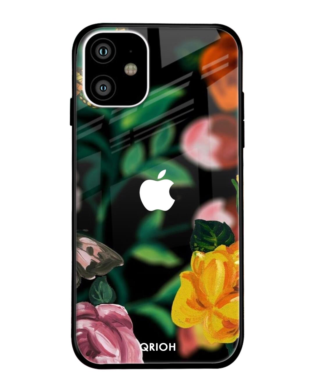 Buy Floral Printed Premium Glass Cover For iPhone 11 (Impact Resistant