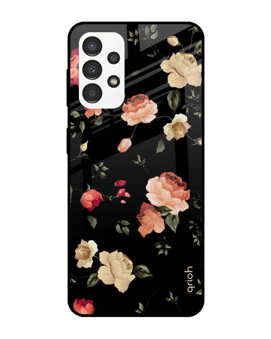 Shop Floral Printed Premium Glass Cover For  A13(Impact Resistant, Matte Finish)-Back