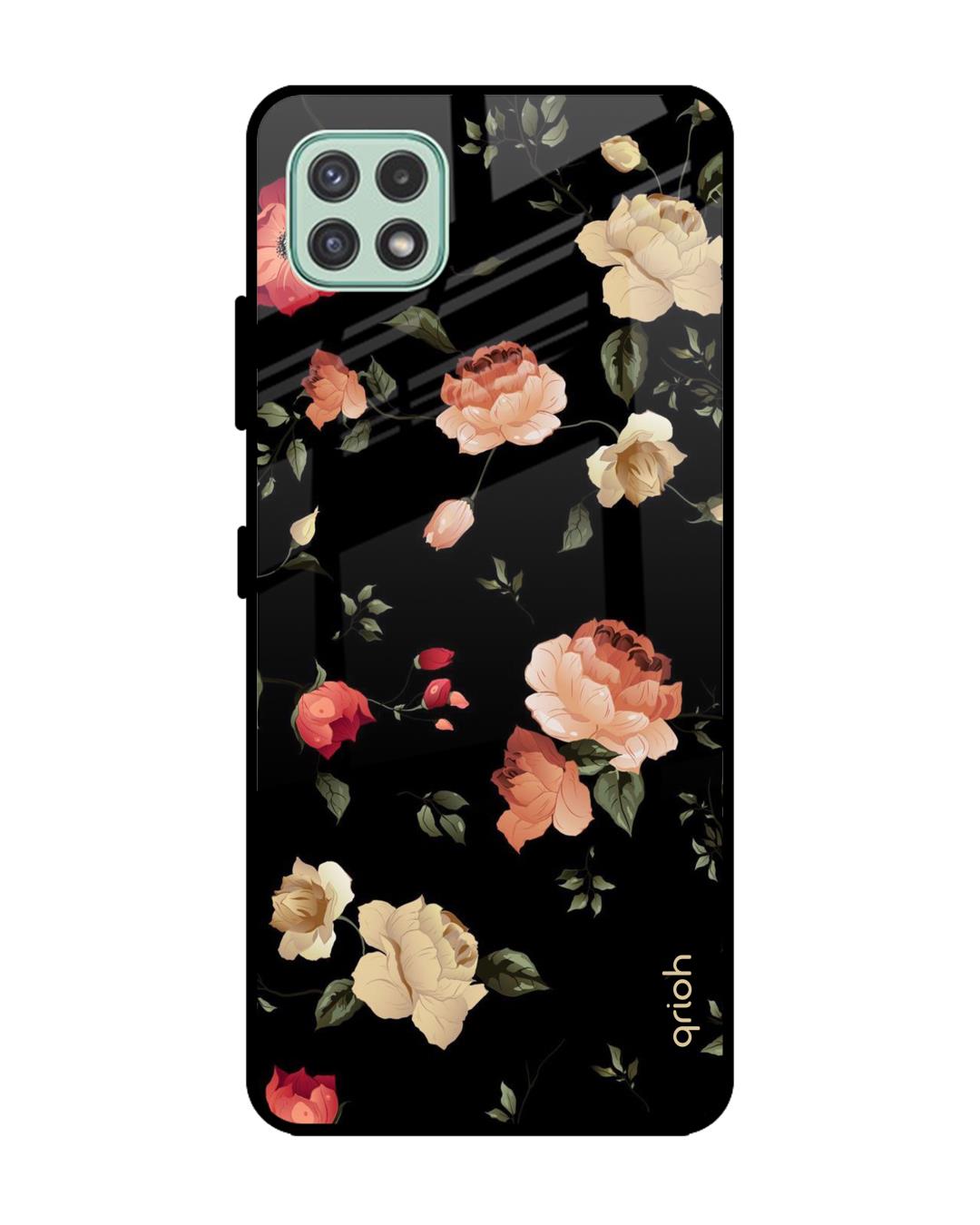 Shop Floral Printed Premium Glass Cover For  A22 5G(Impact Resistant, Matte Finish)-Back