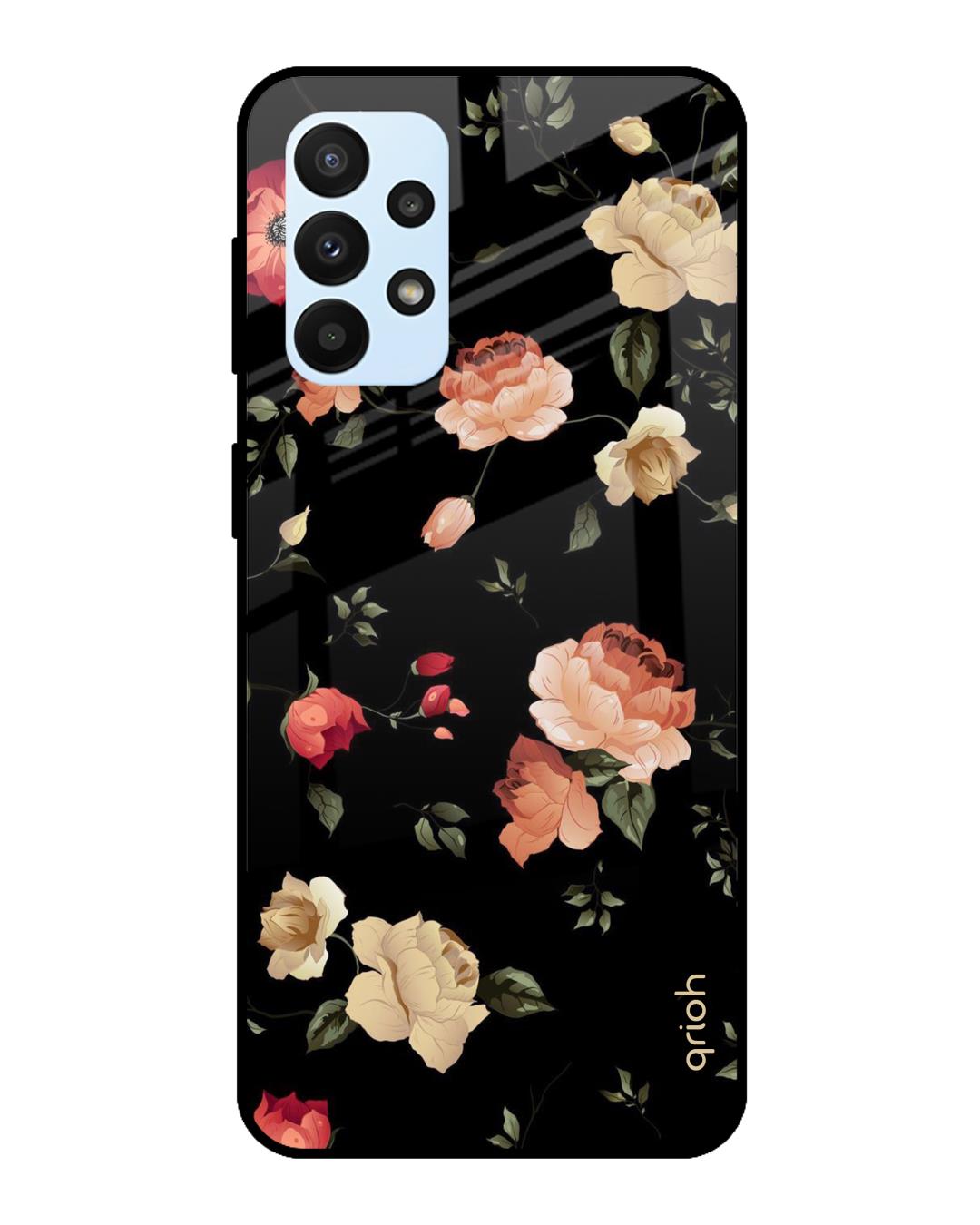 Shop Floral Printed Premium Glass Cover For  A23(Impact Resistant, Matte Finish)-Back