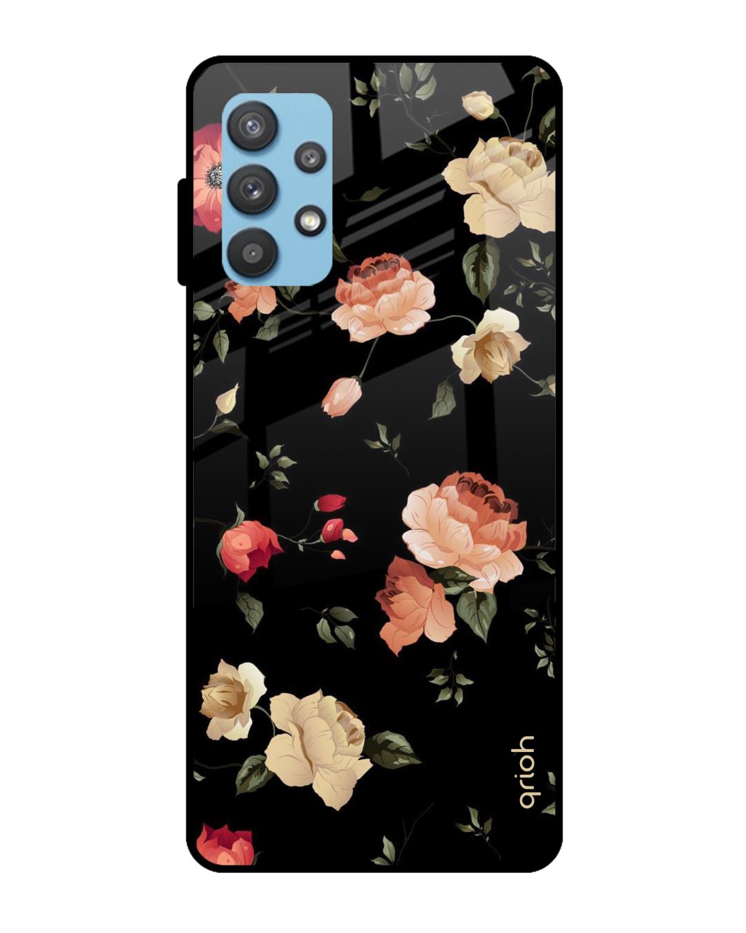 Shop Floral Printed Premium Glass Cover For  A32(Impact Resistant, Matte Finish)-Back