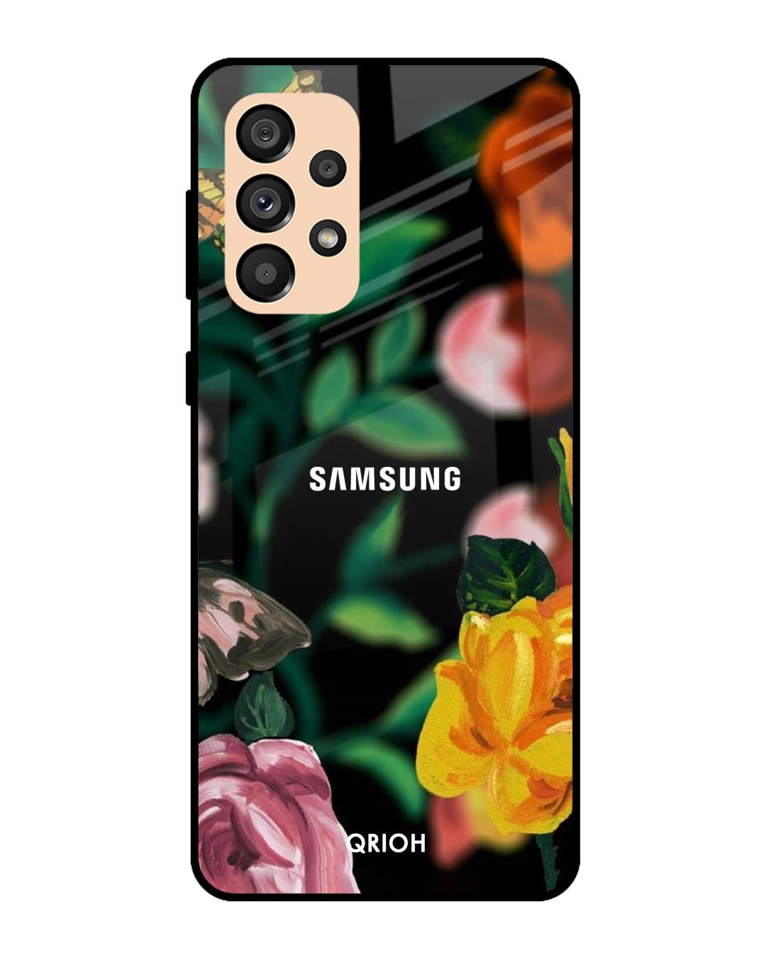 Shop Floral Printed Premium Glass Cover For  A33 5G(Impact Resistant, Matte Finish)-Back