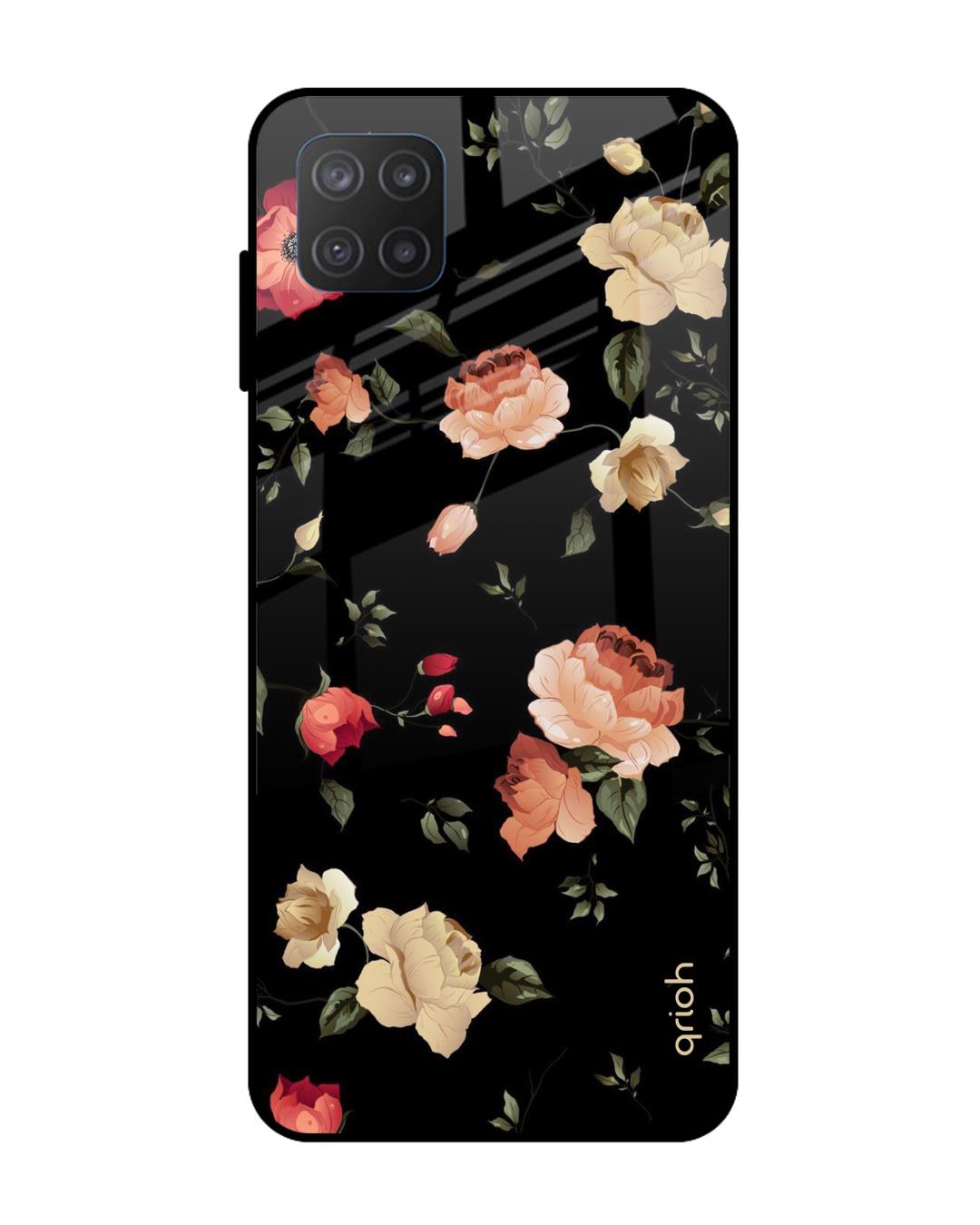 Shop Floral Printed Premium Glass Cover For  M12(Impact Resistant, Matte Finish)-Back
