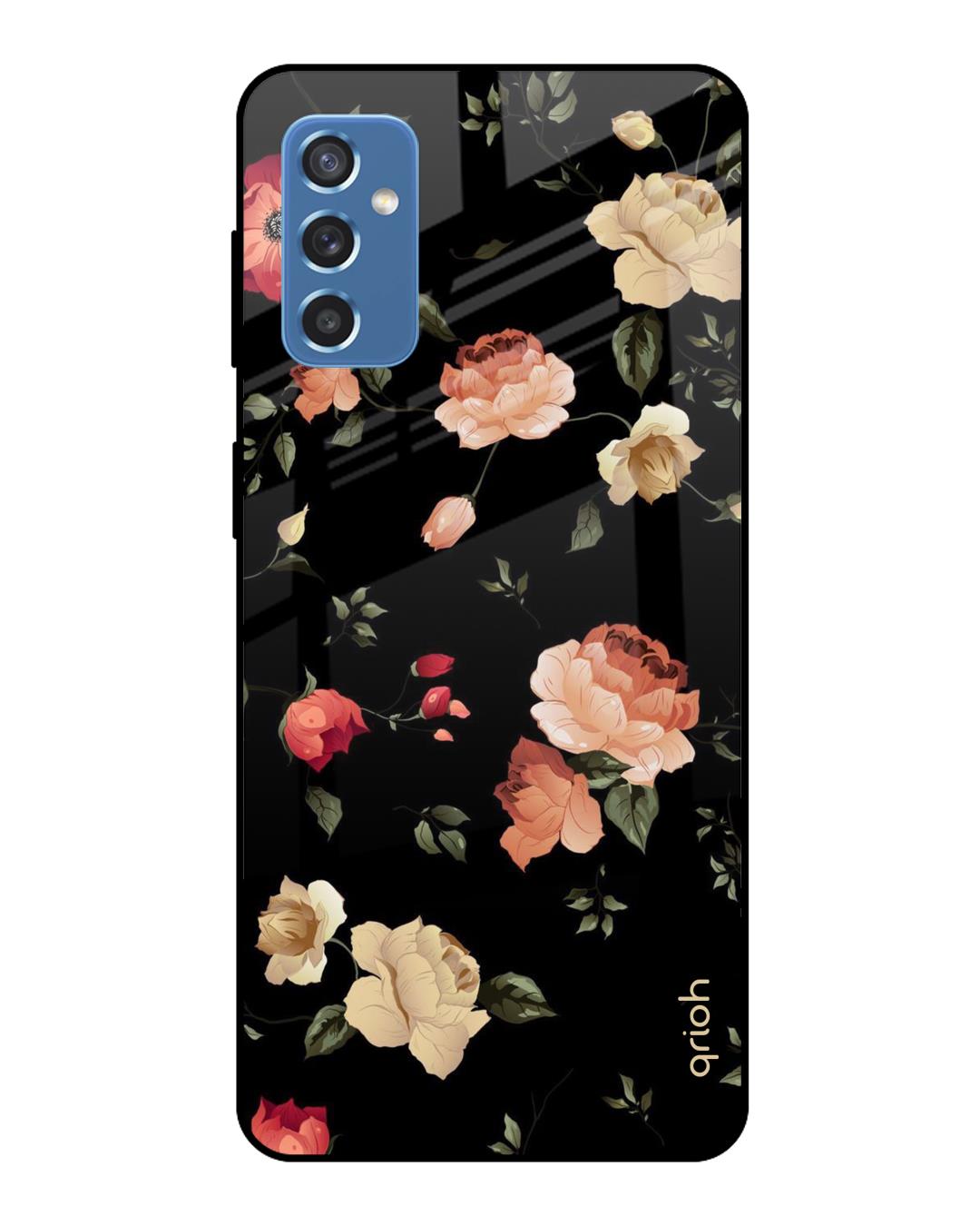 Shop Floral Printed Premium Glass Cover For  M52 5G(Impact Resistant, Matte Finish)-Back