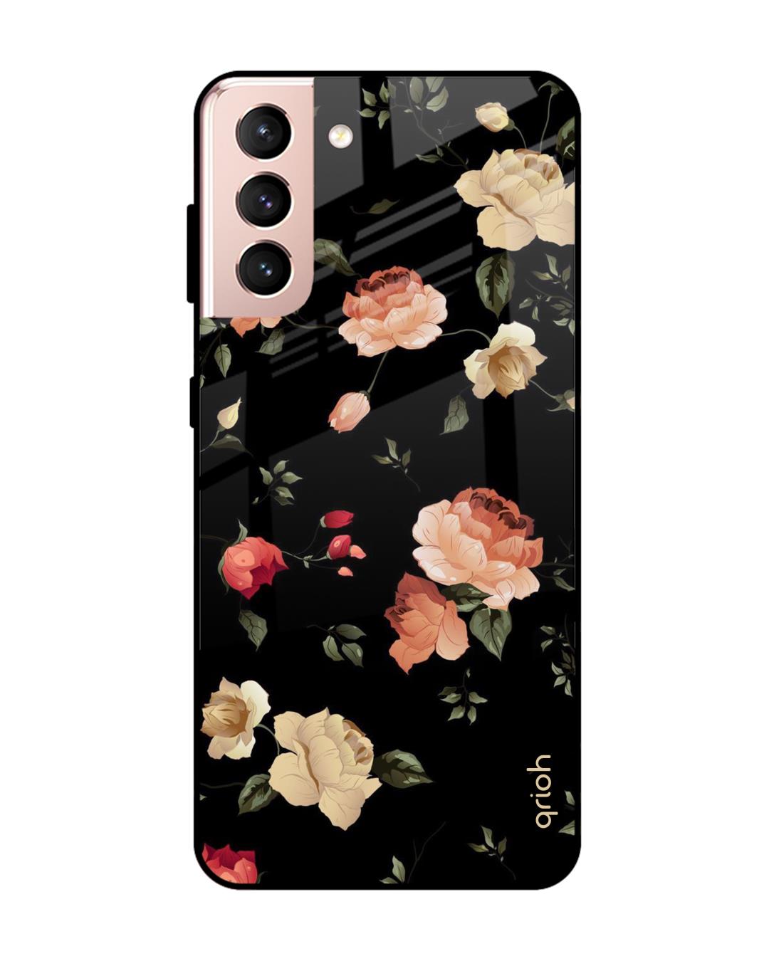 Shop Floral Printed Premium Glass Cover For  S21 Plus(Impact Resistant, Matte Finish)-Back