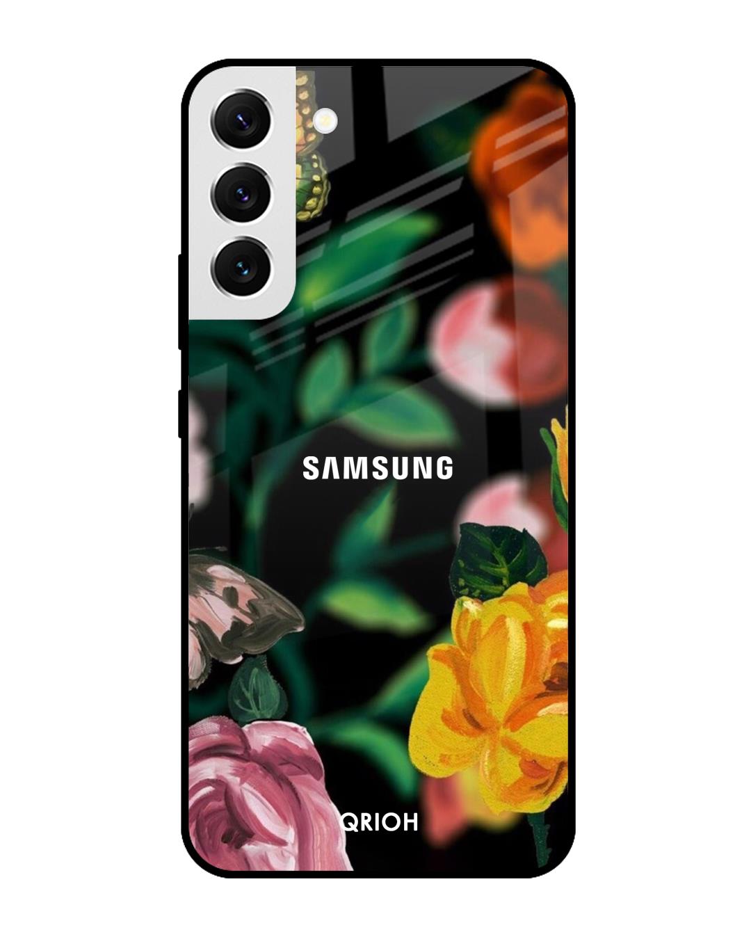 Shop Floral Printed Premium Glass Cover For  S22 5G(Impact Resistant, Matte Finish)-Back