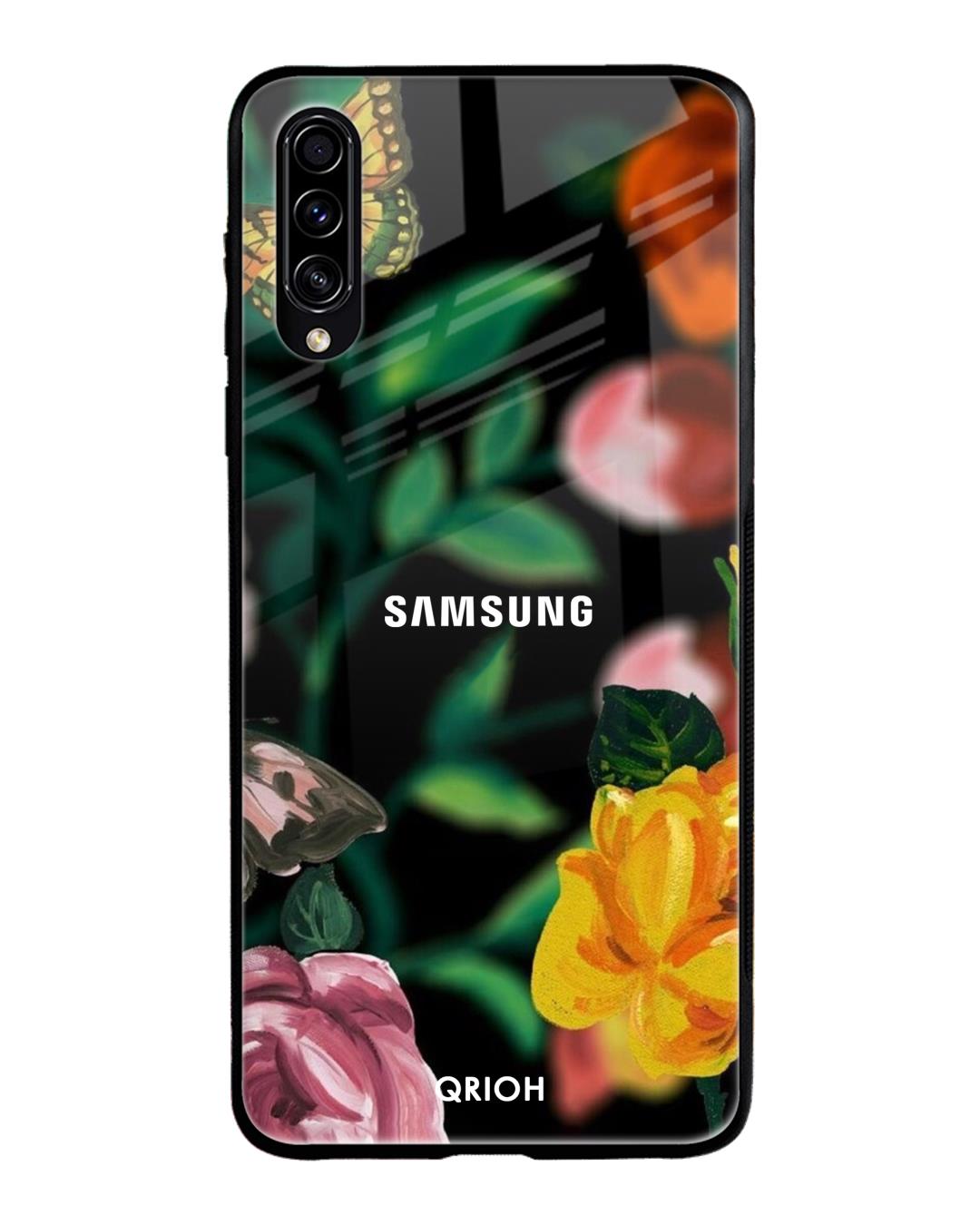 Shop Floral Printed Premium Glass Cover For Samsung Galaxy A70s(Impact Resistant, Matte Finish)-Back