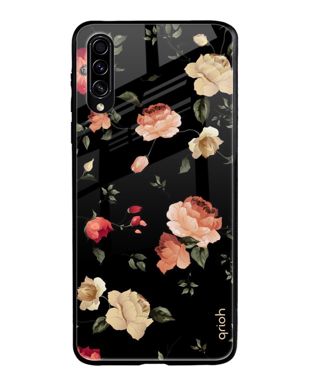 Shop Floral Printed Premium Glass Cover For Samsung Galaxy A71(Impact Resistant, Matte Finish)-Back
