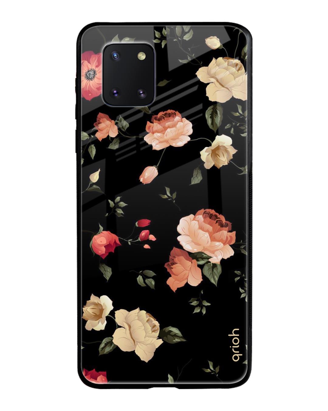 Shop Floral Printed Premium Glass Cover For Samsung Galaxy Note 10 lite(Impact Resistant, Matte Finish)-Back