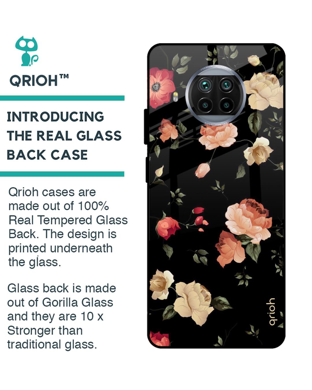 Shop Floral Printed Premium Glass Cover For Xiaomi Mi 10i 5G (Impact Resistant, Matte Finish)-Back