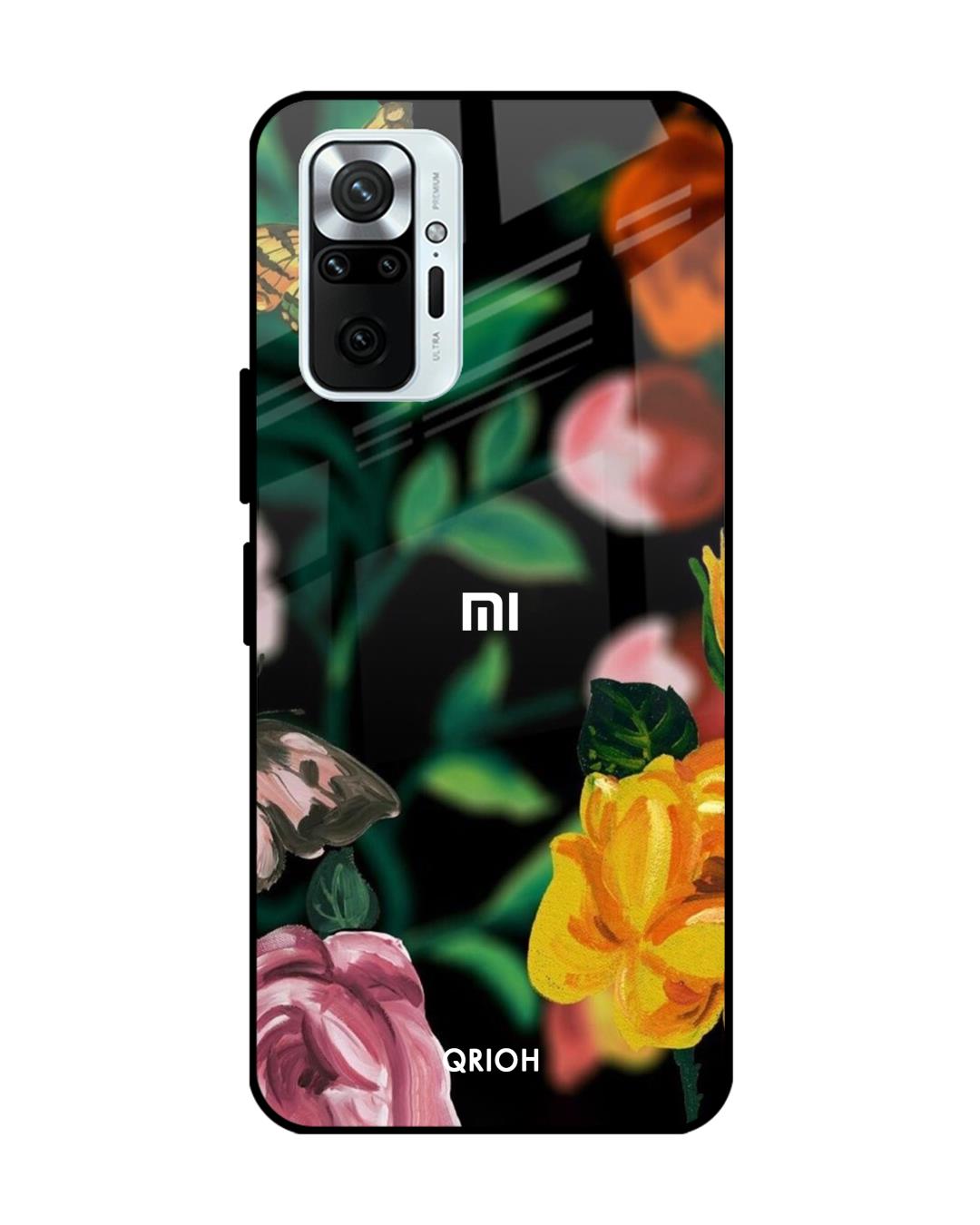 Buy Floral Printed Premium Glass Cover For Xiaomi Redmi Note 10 Pro ...
