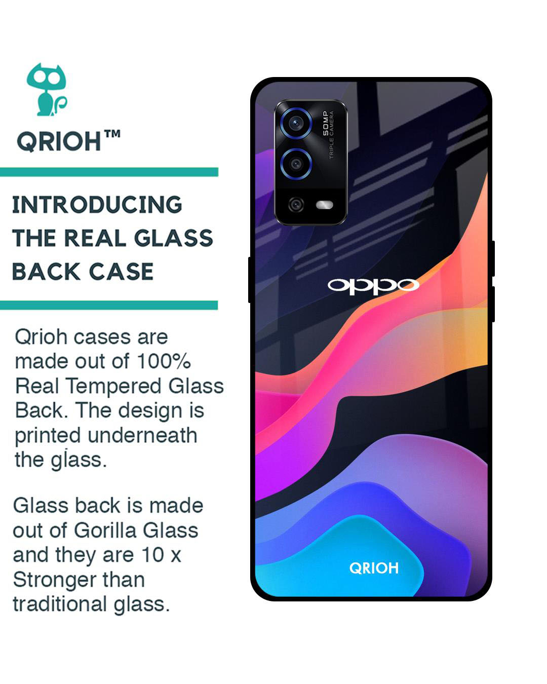 Shop Fluid Printed Premium Glass Cover for Oppo A55 (Shock Proof, Lightweight)-Back