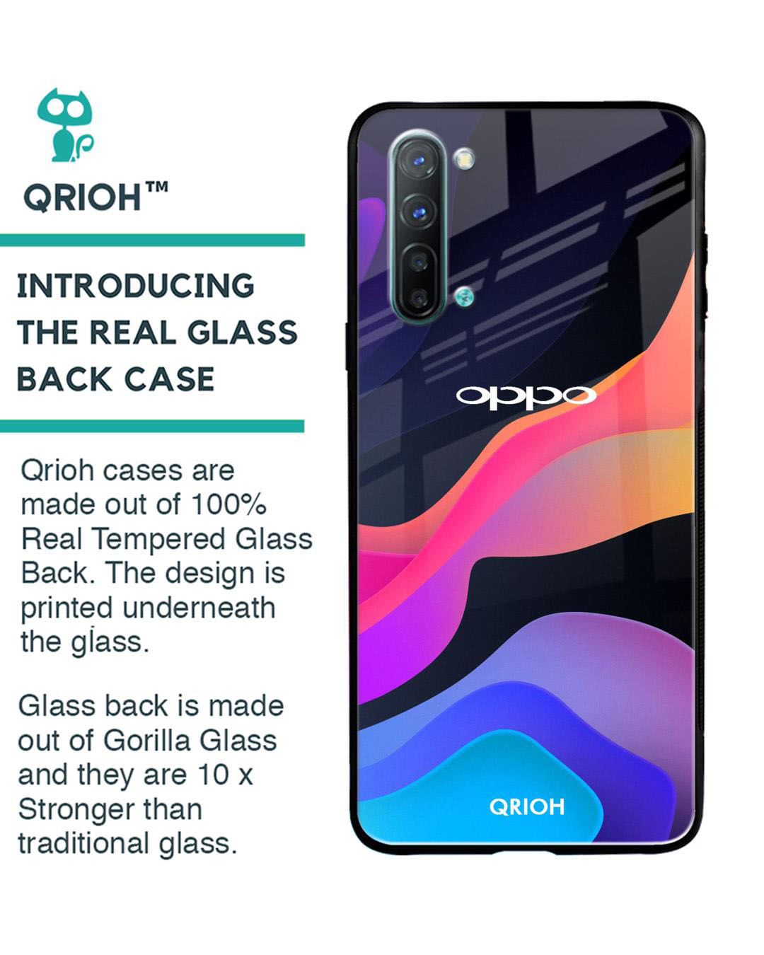 Shop Fluid Printed Premium Glass Cover for Oppo Reno 3 (Shock Proof, Lightweight)-Back