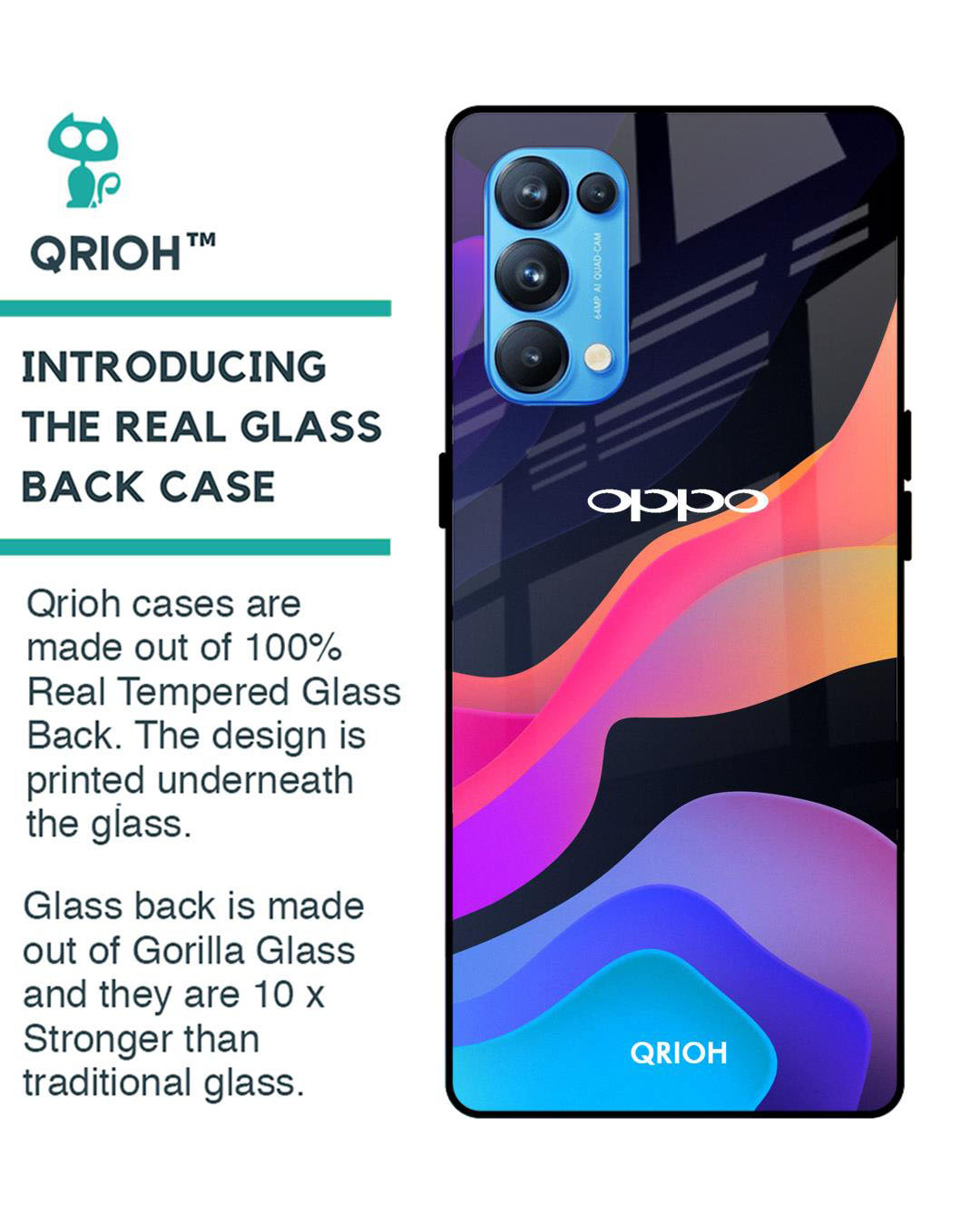 Shop Fluid Printed Premium Glass Cover for Oppo Reno 5 Pro (Shock Proof, Lightweight)-Back
