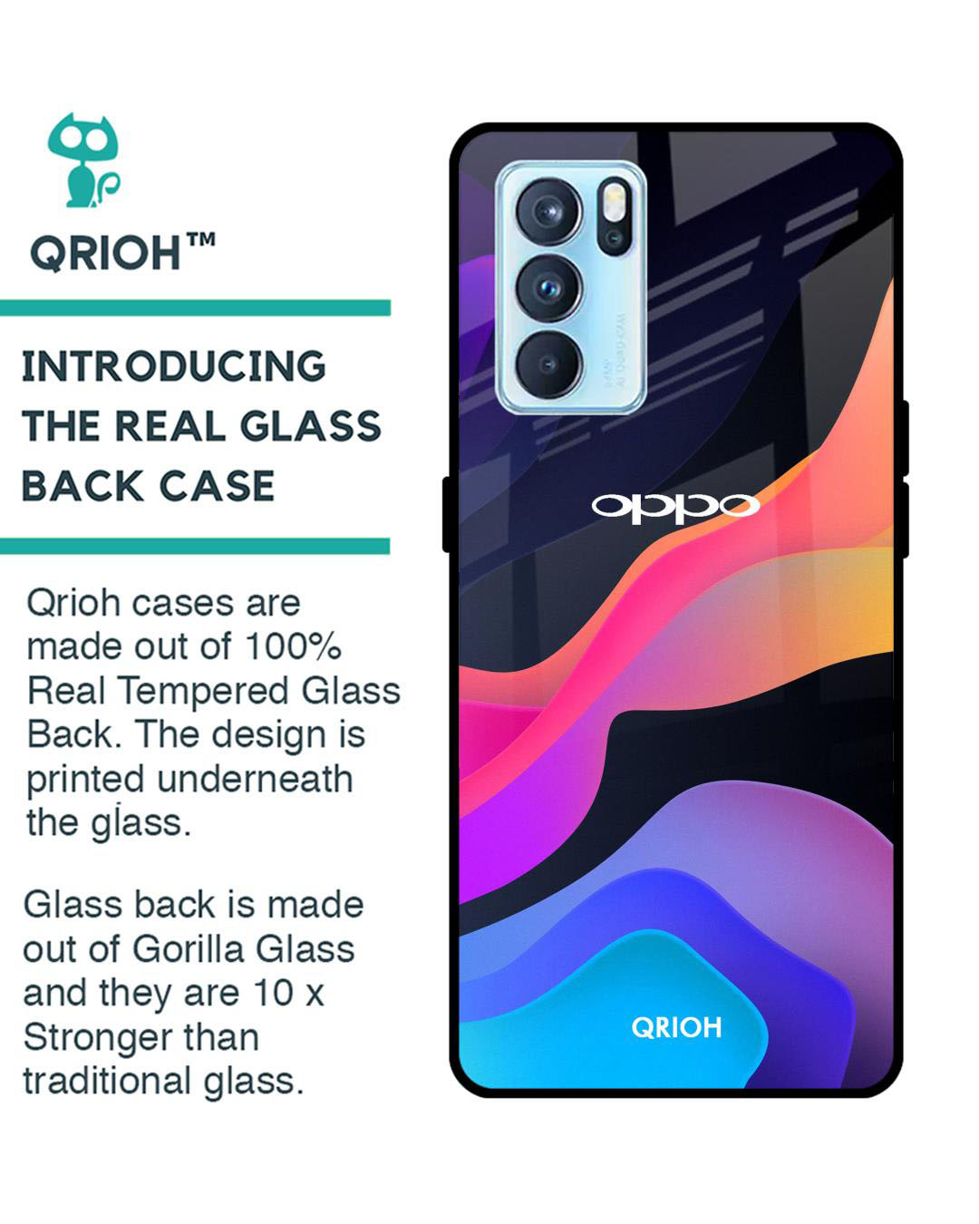 Shop Fluid Printed Premium Glass Cover for Oppo Reno 6 Pro (Shock Proof, Lightweight)-Back