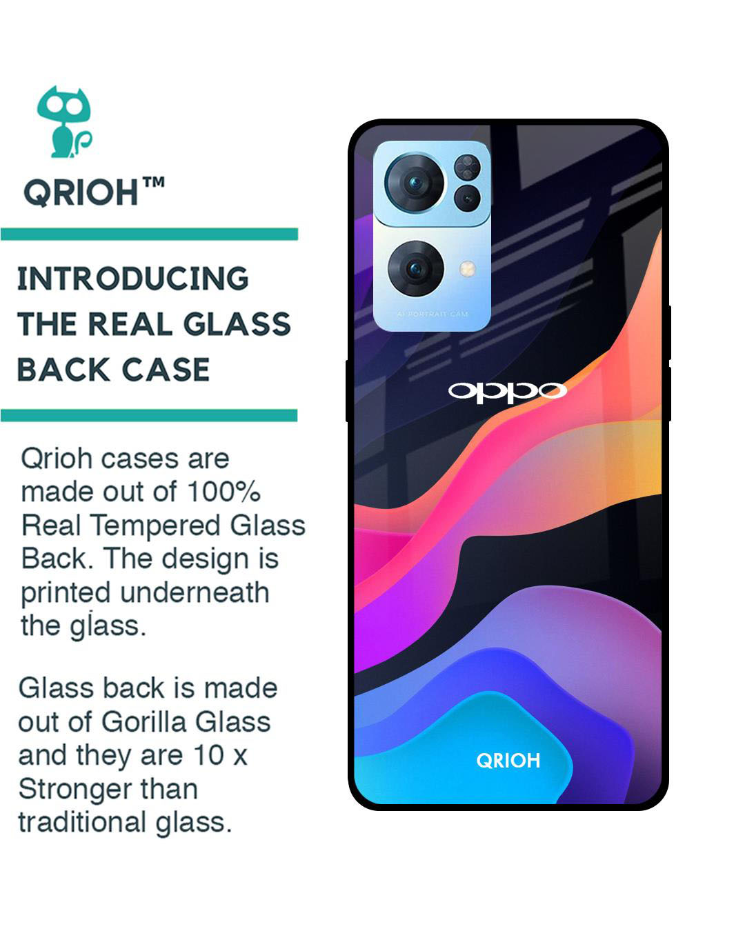 Shop Fluid Printed Premium Glass Cover for Oppo Reno 7 Pro 5G (Shock Proof, Lightweight)-Back
