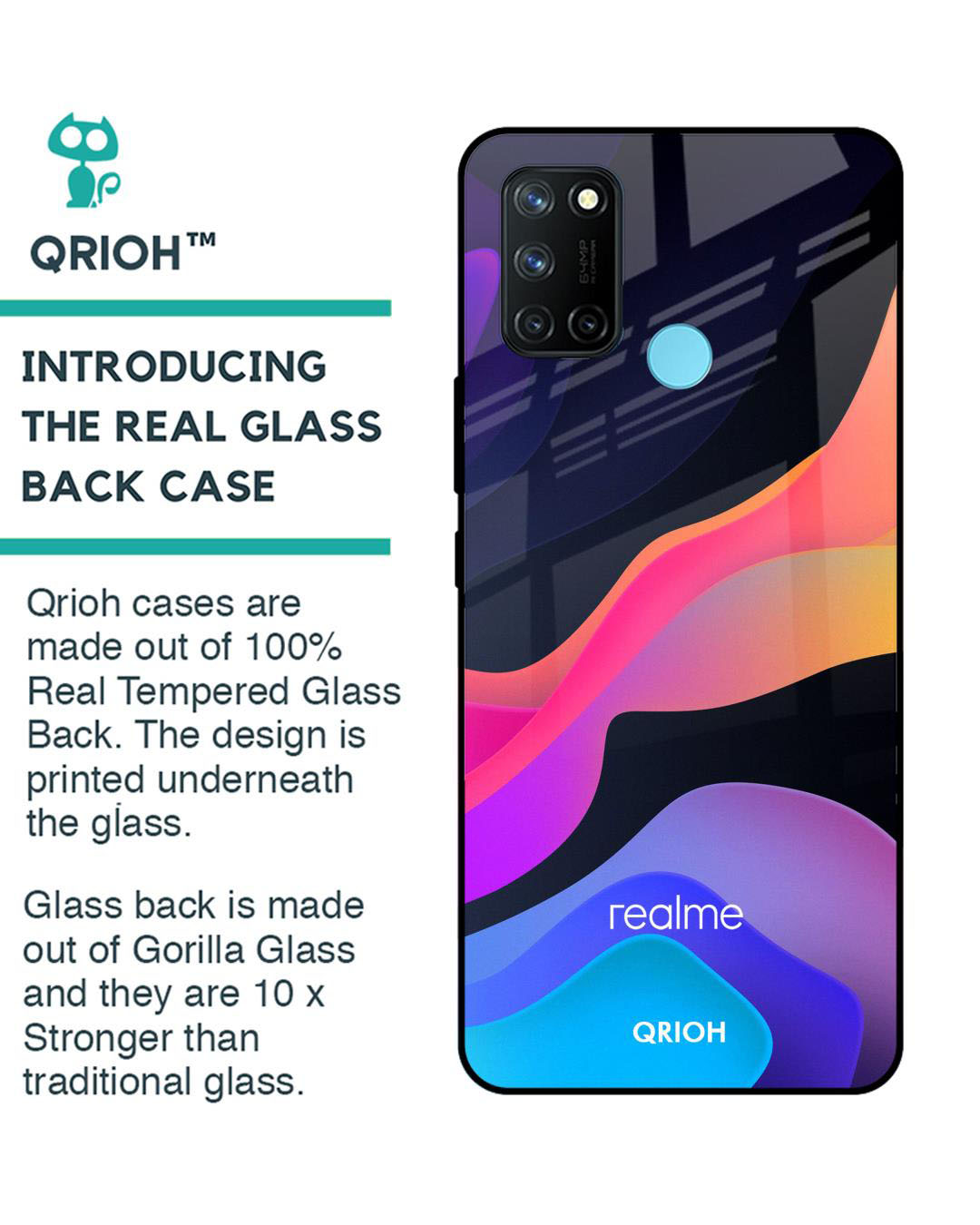 Shop Fluid Printed Premium Glass Cover for Realme 7i (Shock Proof, Lightweight)-Back