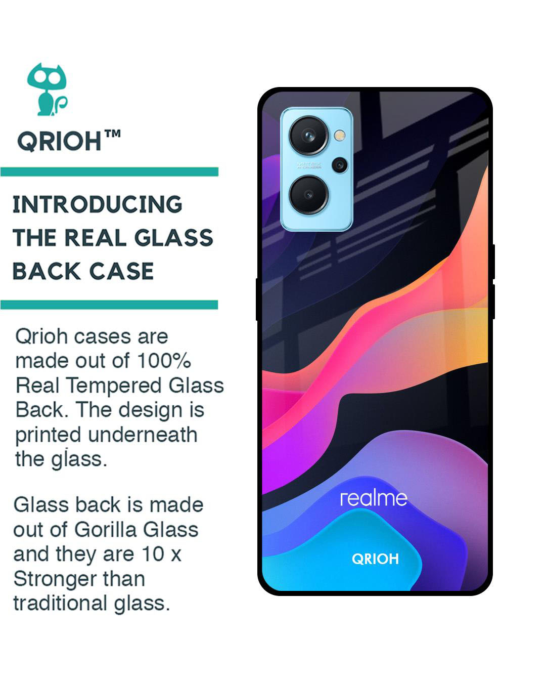 Shop Fluid Printed Premium Glass Cover for Realme 9i (Shock Proof, Lightweight)-Back
