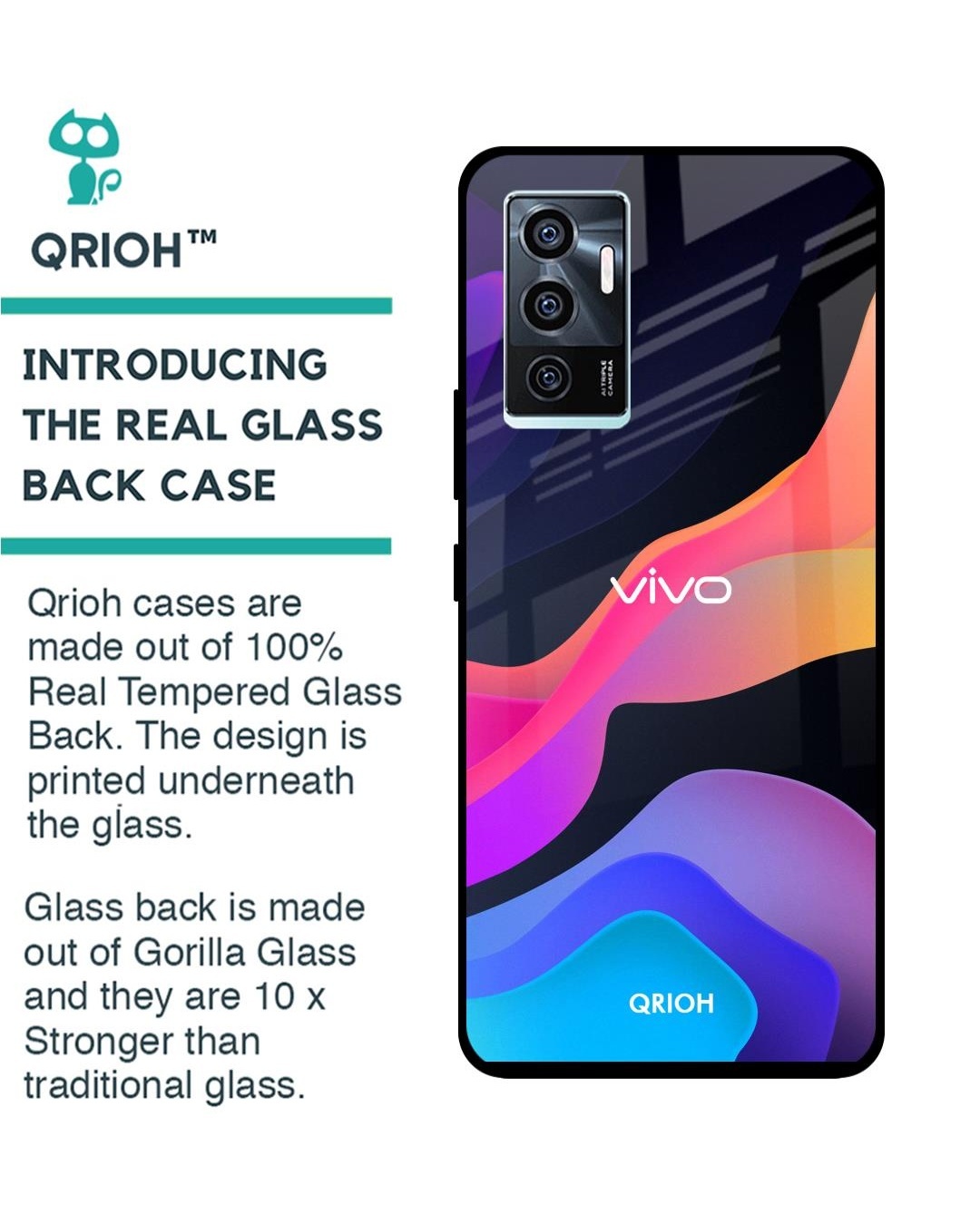 Shop Fluid Printed Premium Glass Cover for Vivo V23e 5G (Shockproof, Light Weight)-Back