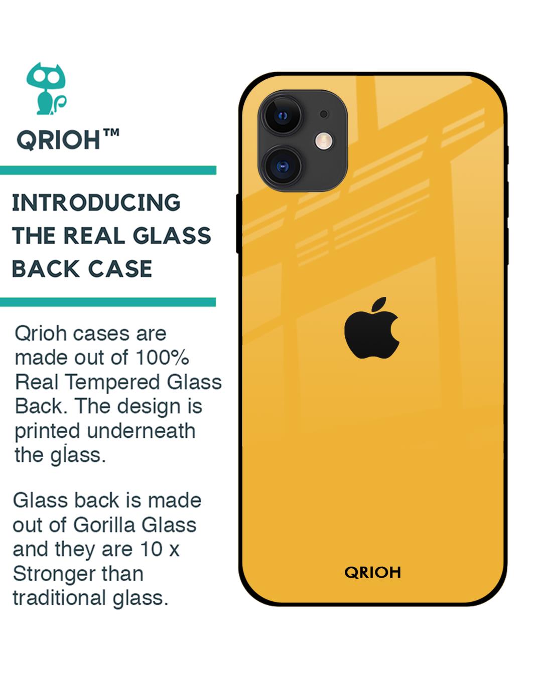 Shop Iphone 12 Mini Fluorescent Yellow Glass Case-Back