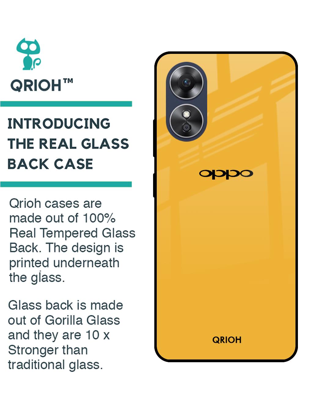 Shop Fluorescent Yellow Premium Glass case for OPPO A17 (Shock Proof,Scratch Resistant)-Back