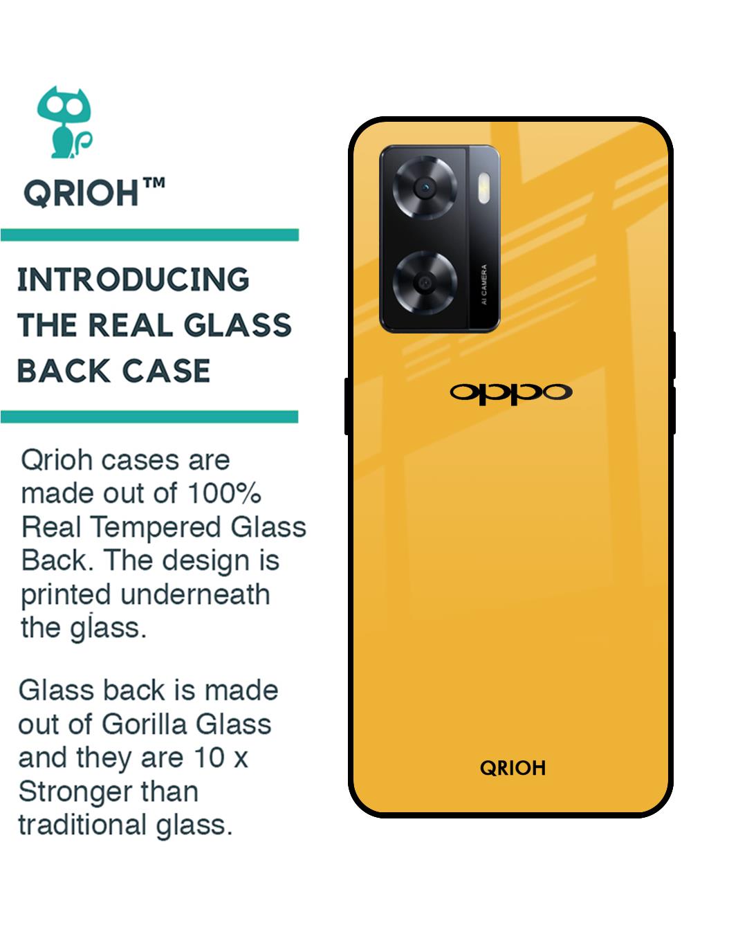 Shop Fluorescent Yellow Premium Glass case for OPPO A77s (Shock Proof,Scratch Resistant)-Back