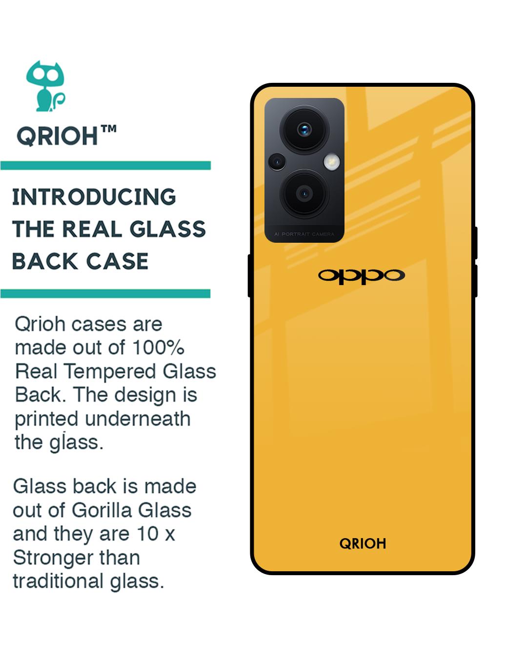 Shop Fluorescent Yellow Premium Glass Case for Oppo F21s Pro (Shock Proof, Scratch Resistant)-Back