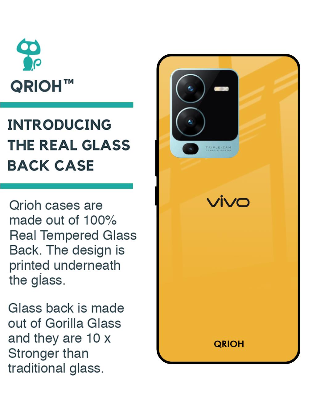 Shop Fluorescent Yellow Premium Glass case for Vivo V25 Pro (Shock Proof,Scratch Resistant)-Back