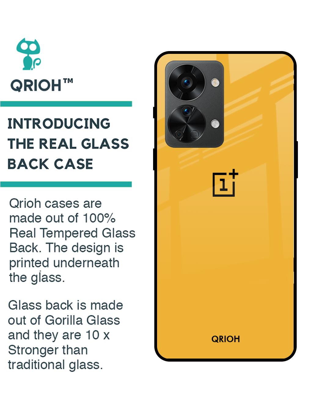 Shop Fluorescent Yellow Premium Glass Cover for OnePlus Nord 2T 5G (Shockproof, Light Weight)-Back