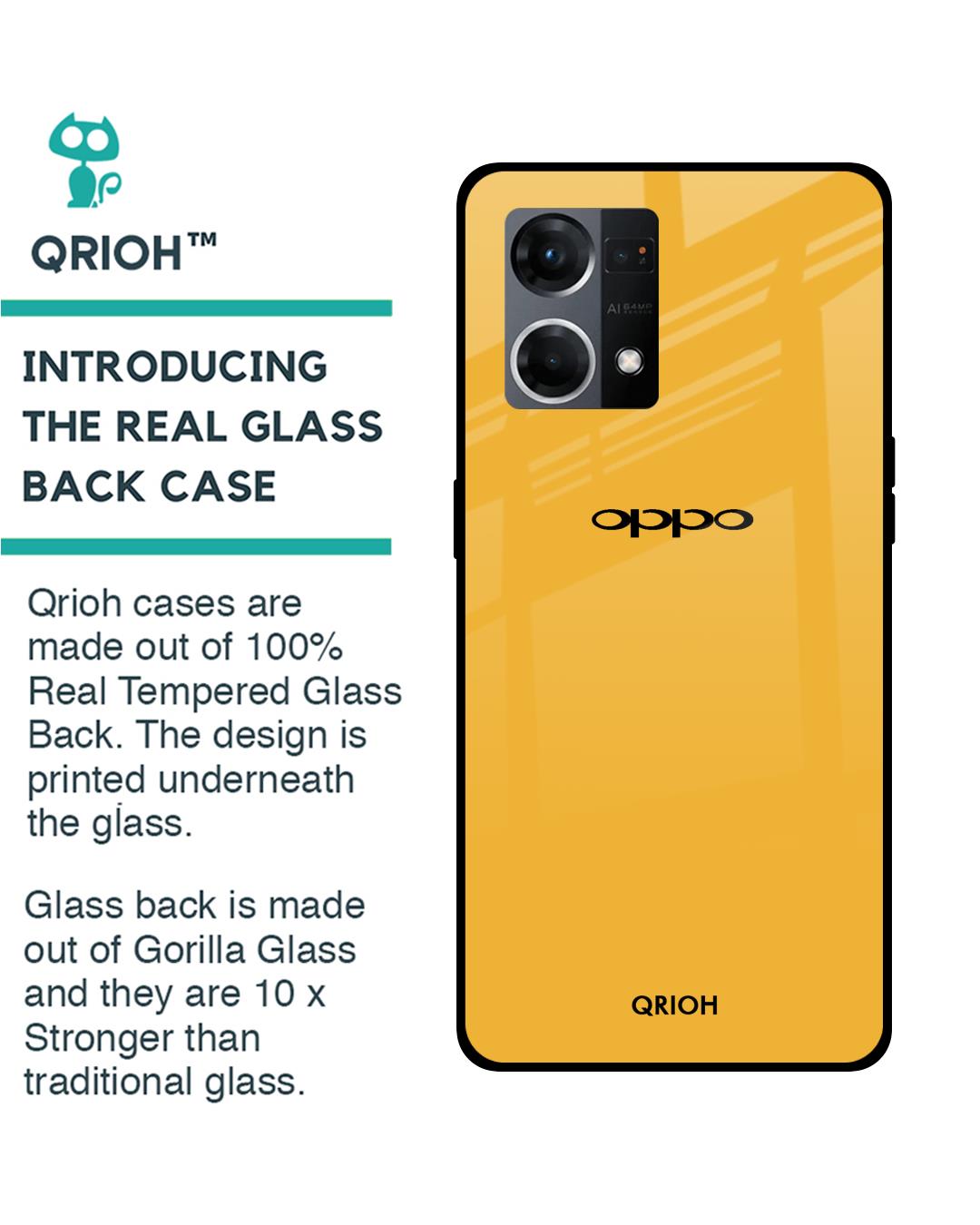 Shop Fluorescent Yellow Premium Glass Cover for OPPO F21 Pro (Shockproof, Light Weight)-Back