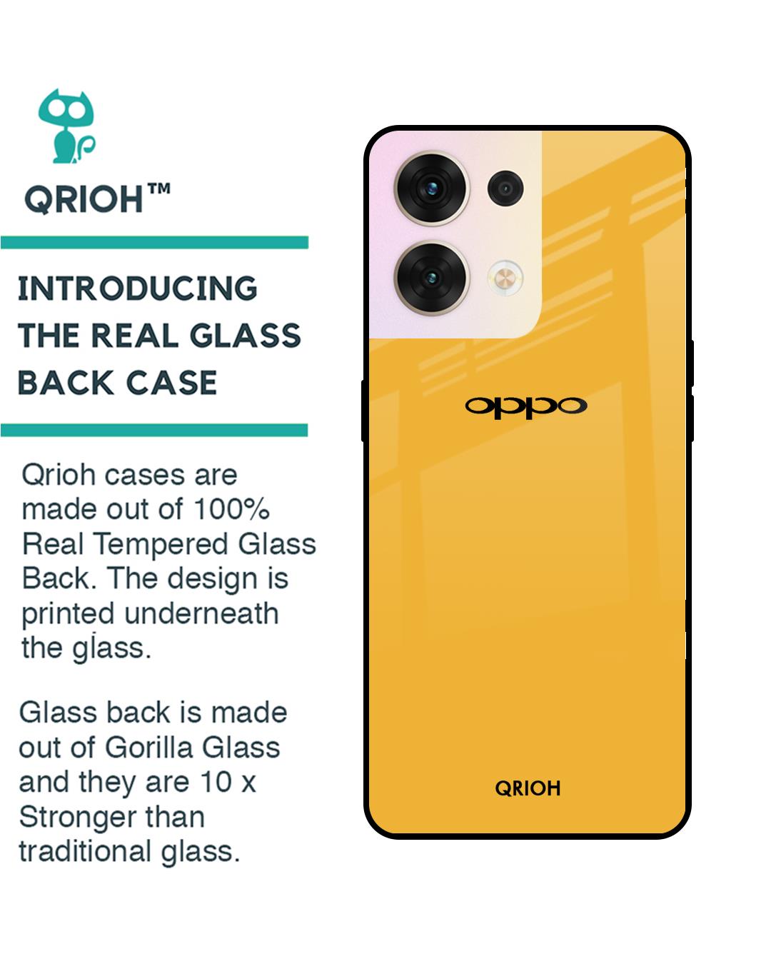 Shop Fluorescent Yellow Premium Glass Cover for Oppo Reno8 5G (Shockproof, Light Weight)-Back