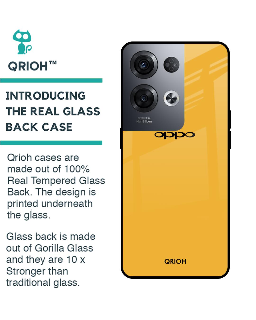 Shop Fluorescent Yellow Premium Glass Cover for Oppo Reno8 Pro 5G (Shockproof, Light Weight)-Back