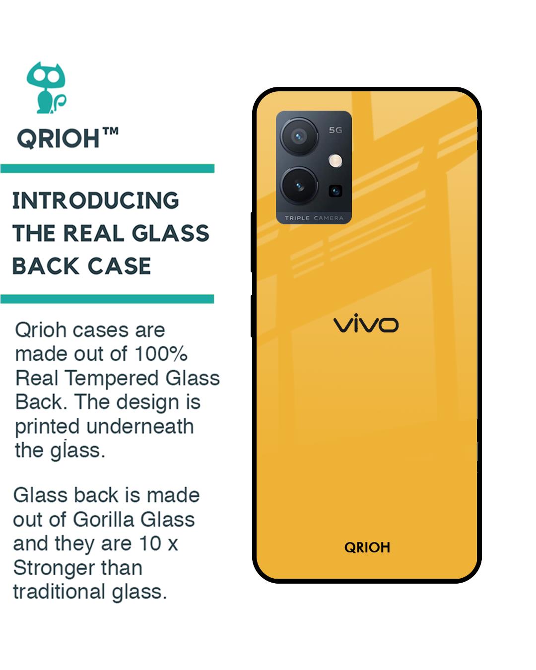 Shop Fluorescent Yellow Premium Glass Cover for Vivo T1 5G (Shockproof, Light Weight)-Back