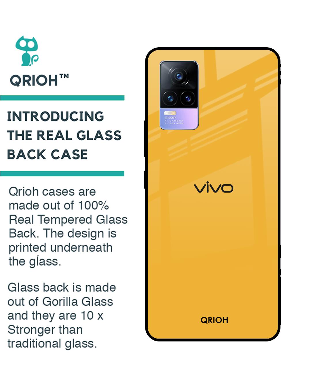 Shop Fluorescent Yellow Premium Glass Cover for Vivo Y73 (Shockproof, Light Weight)-Back