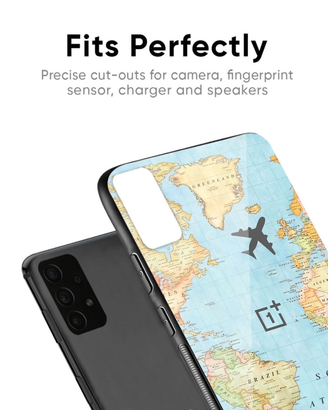 Shop Fly Around The World Premium Glass Case for OnePlus 7T (Shock Proof, Scratch Resistant)-Back