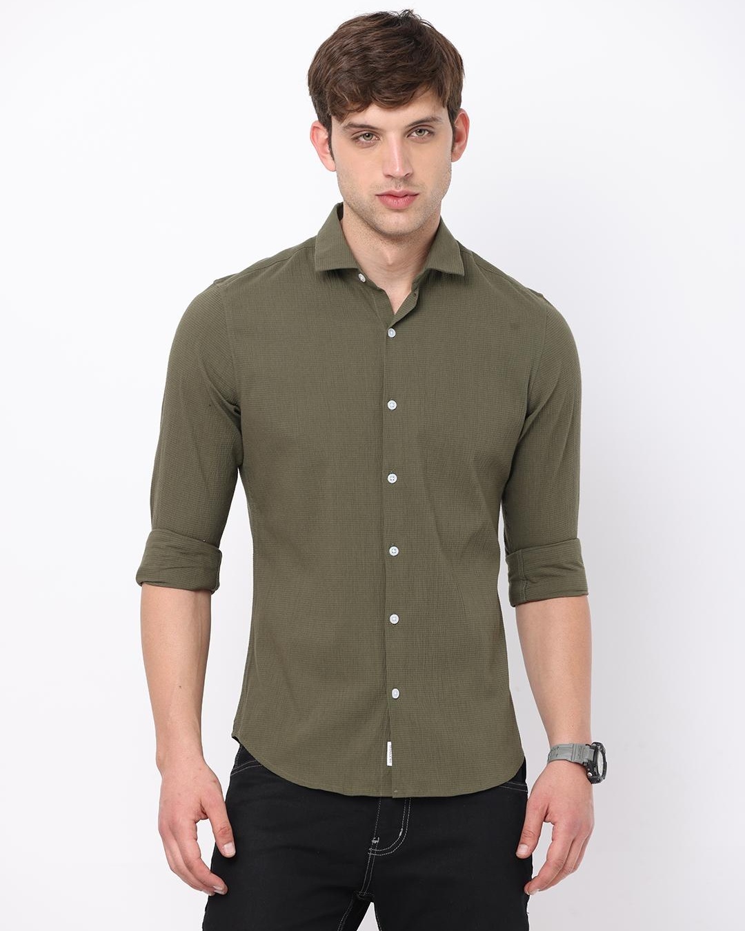 Buy Mens Green Slim Fit Shirt For Men Green Online At Bewakoof 2159