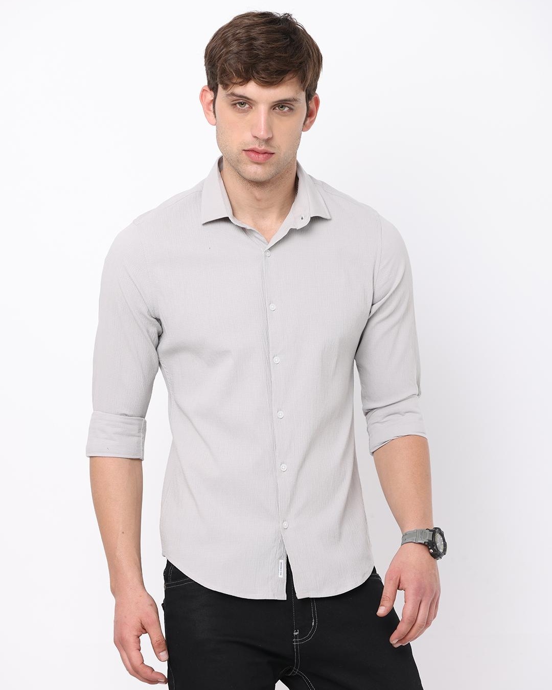 Men's Floral Grey Slim Fit Shirt