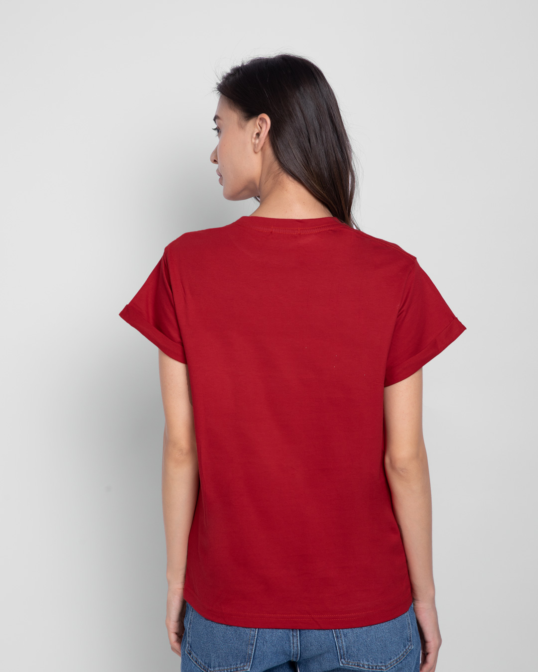 Shop Flying Wire Printed Boyfriend T-Shirt Bold Red-Back
