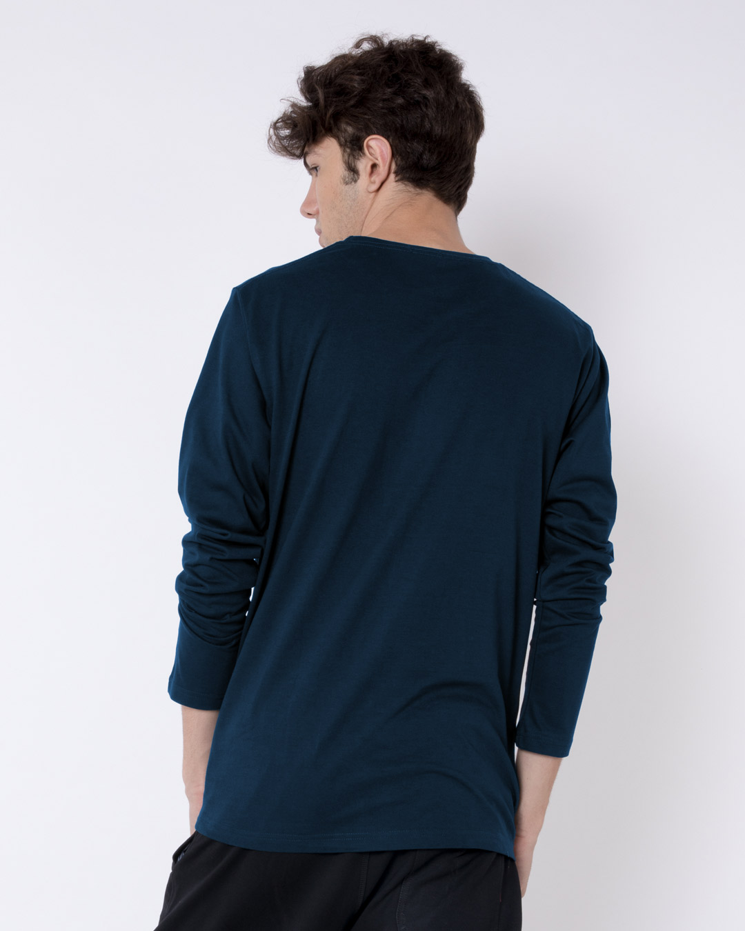 Shop Focus Abstract Full Sleeve T-Shirt Navy Blue-Back