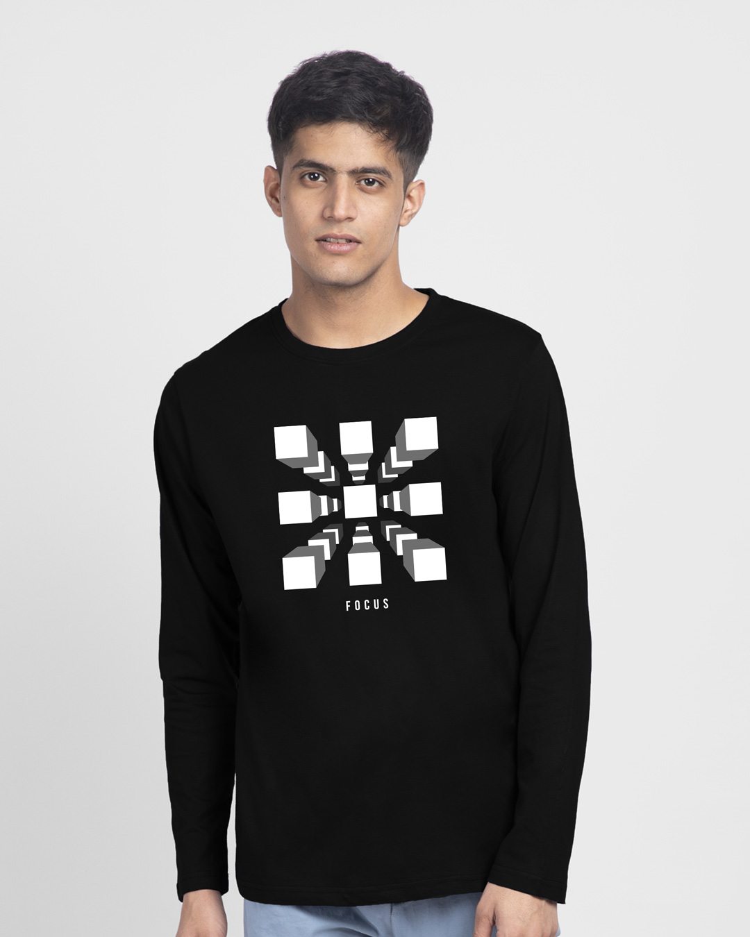 Shop Men's Black Focus Blocks Graphic Printed T-shirt-Back